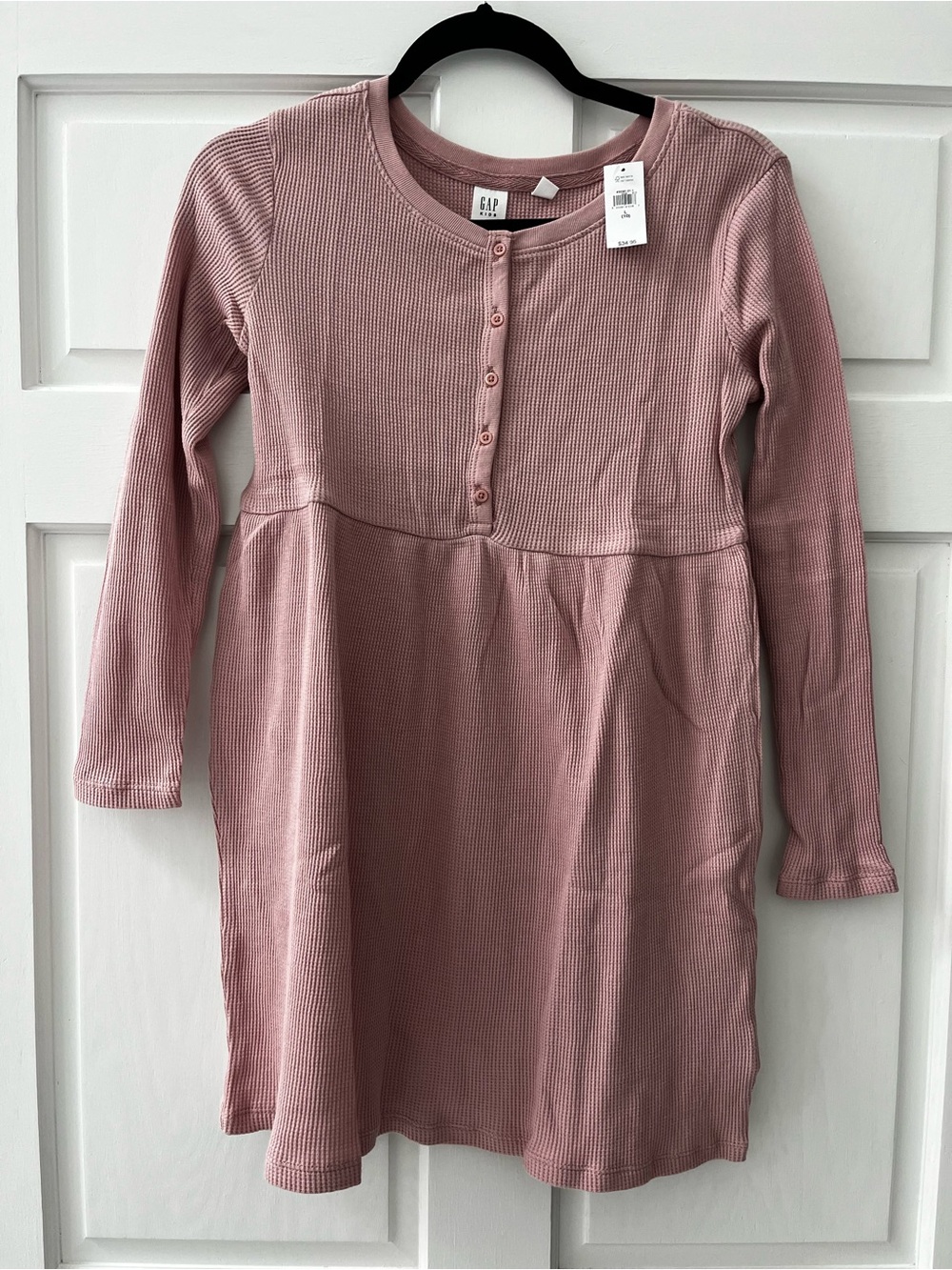 GAP Girls' Dusty Rose Ribbed Button-Front Knit Dress